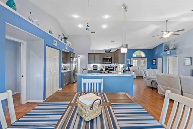 8231 Coral Creek Loop, Hudson, FL 34667 - kitchen with appliances with stainless steel finishes, open floor plan, lofted ceiling, light countertops, and ceiling fan