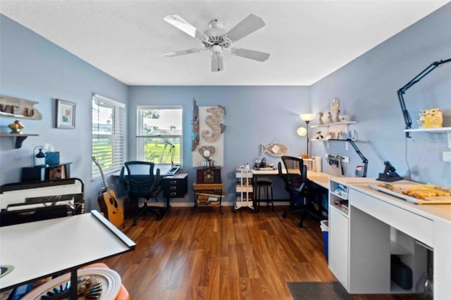 8231 Coral Creek Loop, Hudson, FL 34667 - office featuring dark wood-style floors and ceiling fan