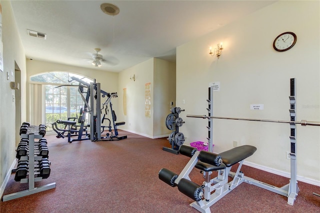 8231 Coral Creek Loop, Hudson, FL 34667 - workout area featuring ceiling fan and baseboards