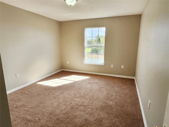 unfurnished room with a textured ceiling and carpet flooring