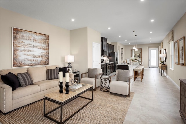 view of tiled living room