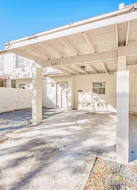 view of patio with a carport