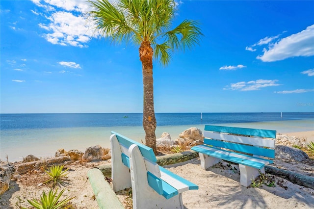 view of water feature with a view of the beach