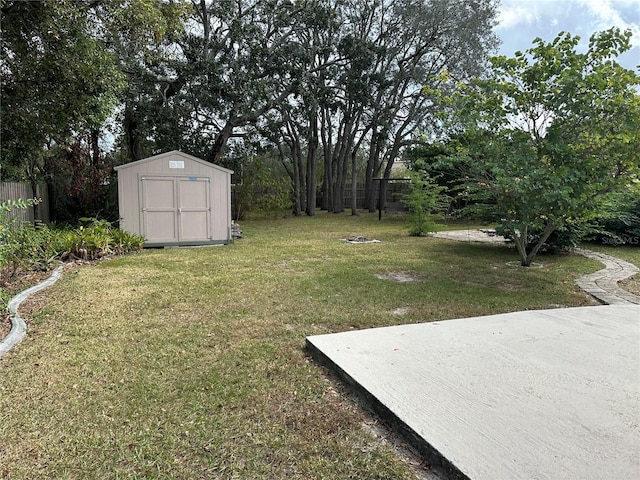 view of yard with a storage unit