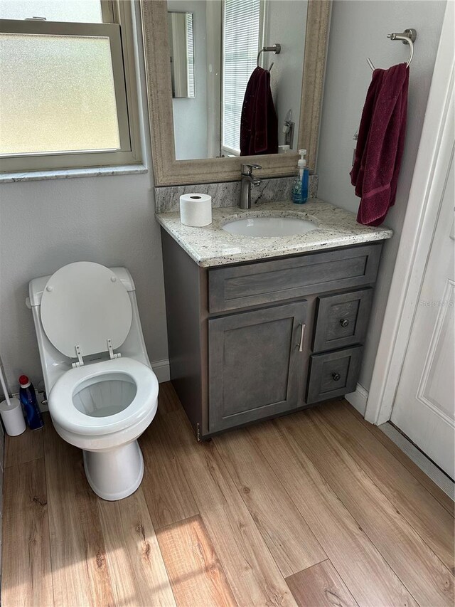 8353 Forest Oaks Blvd, Spring Hill, FL 34606 - bathroom featuring healthy amount of natural light, vanity, toilet, and wood finished floors