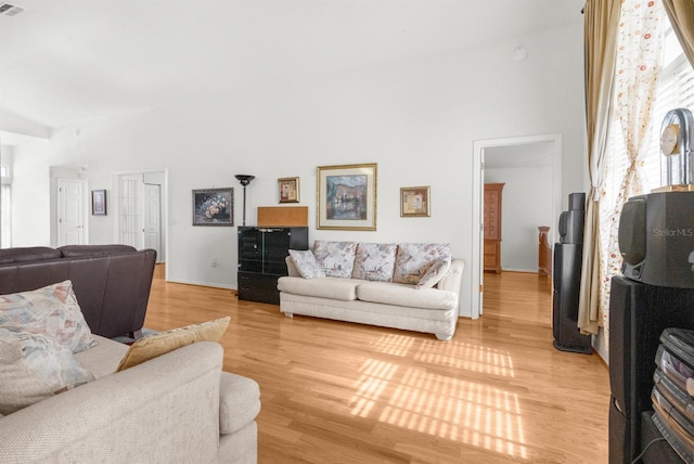 living room with hardwood / wood-style floors