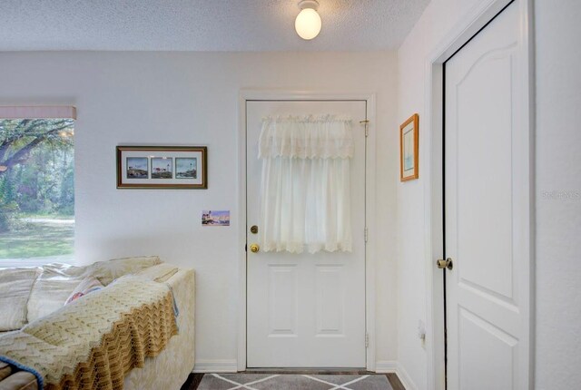 entryway featuring a textured ceiling