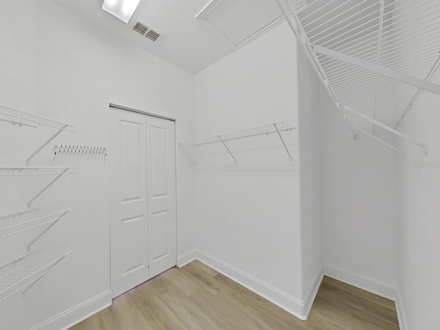 spacious closet with light wood-type flooring