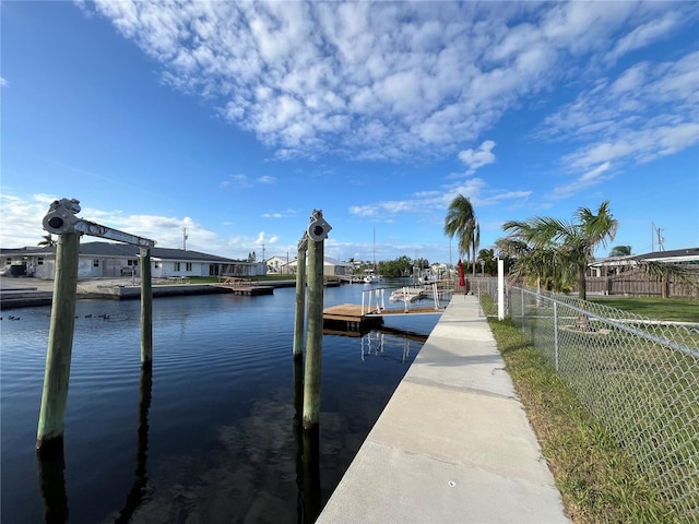 view of dock featuring a water view