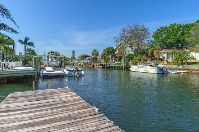 view of dock featuring a water view