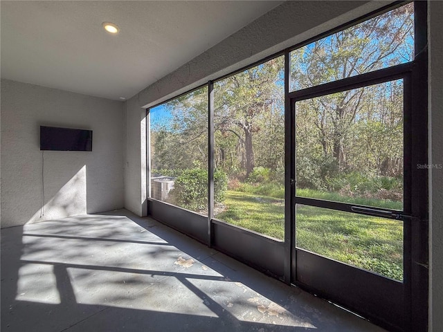 view of unfurnished sunroom