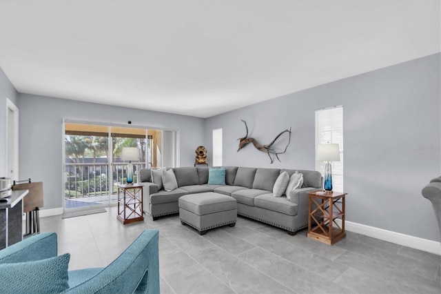 view of tiled living room