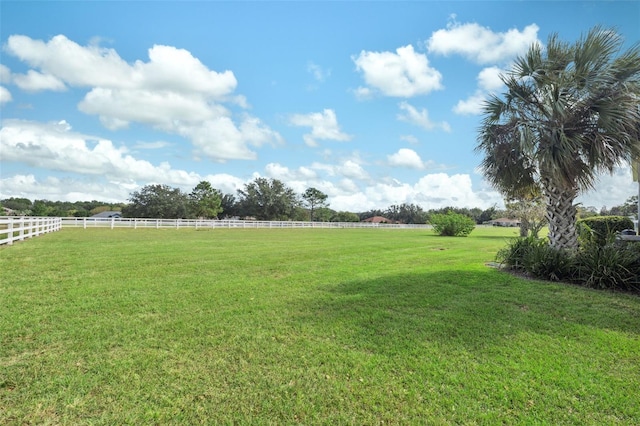 view of yard with a rural view