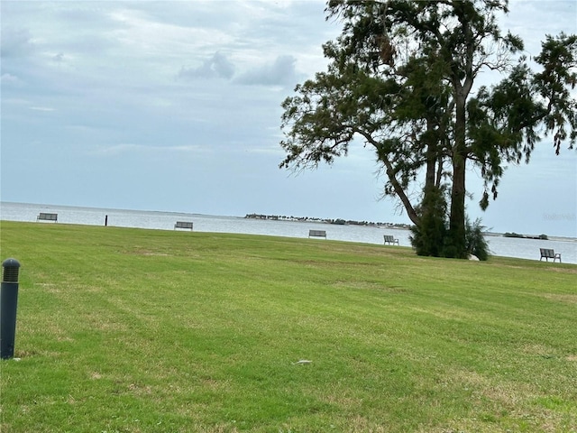 view of yard with a water view