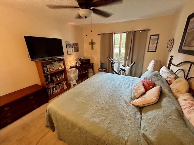 bedroom with carpet flooring and ceiling fan