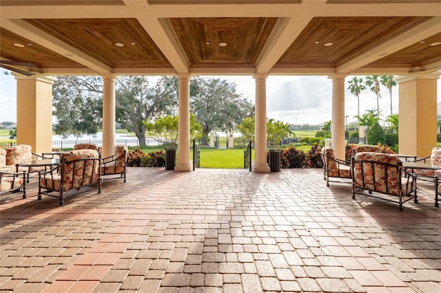 view of patio featuring a gazebo