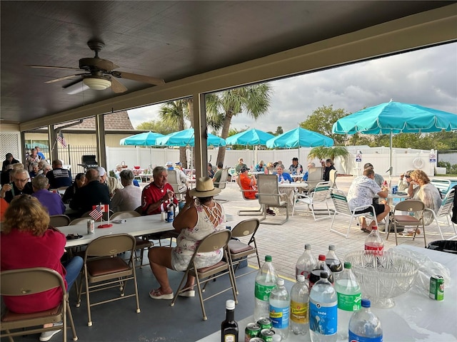 view of patio with ceiling fan