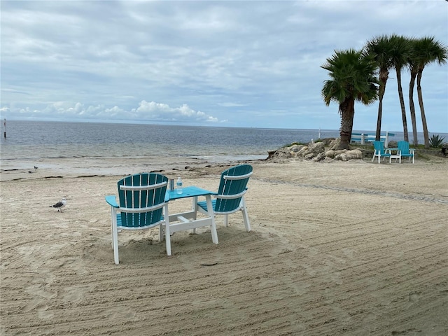 view of water feature with a view of the beach