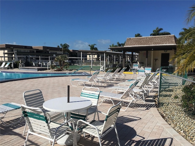 view of pool featuring a patio