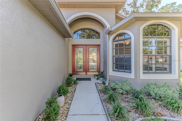 property entrance with french doors