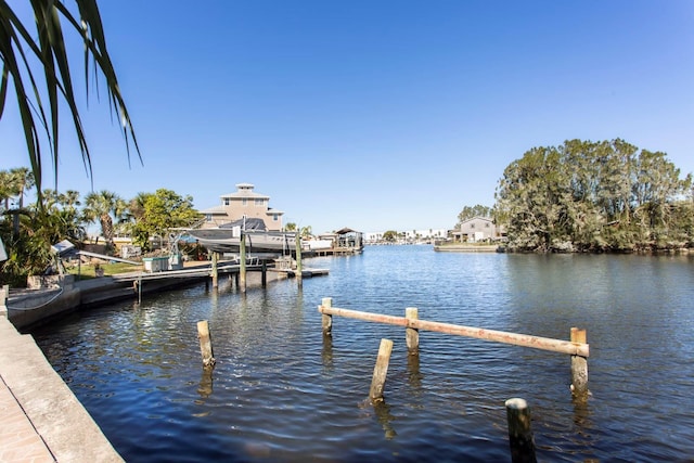 view of dock featuring a water view