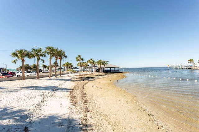 view of water feature featuring a view of the beach