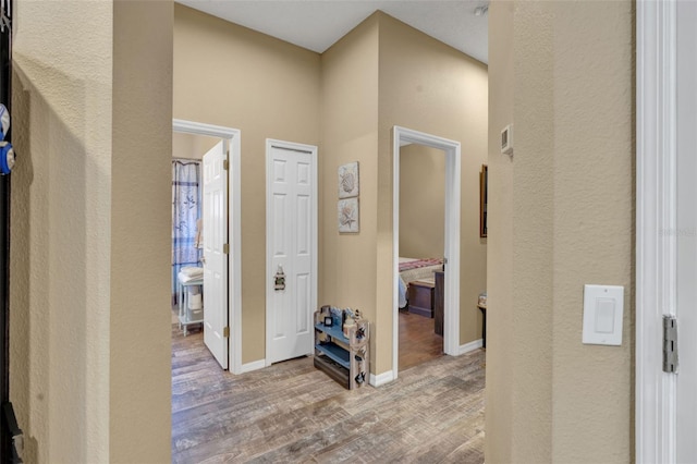 2533 Wood Pointe Dr, Holiday, FL 34691 - hallway with wood finished floors and baseboards