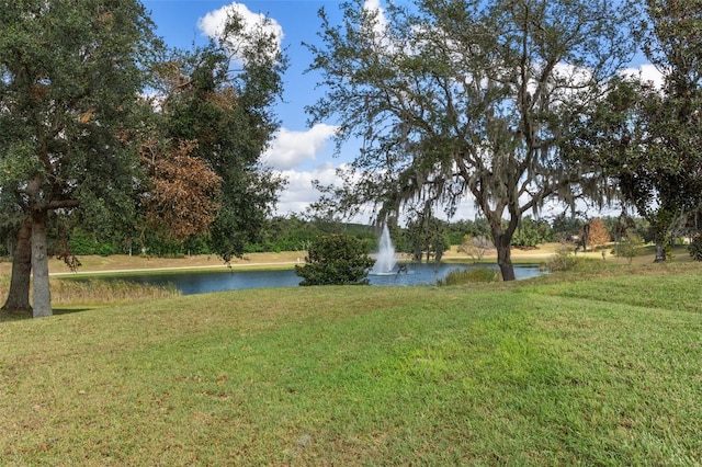 view of yard with a water view