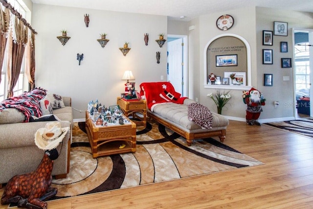 living room with hardwood / wood-style flooring