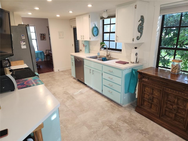 kitchen featuring sink, white cabinets, and stainless steel appliances