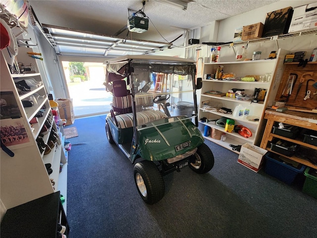 garage with a garage door opener