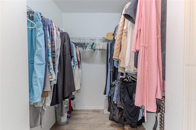 spacious closet with light hardwood / wood-style floors