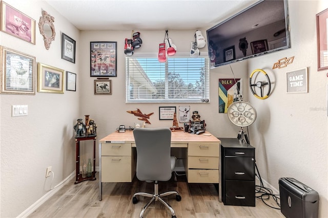 office space featuring light hardwood / wood-style flooring