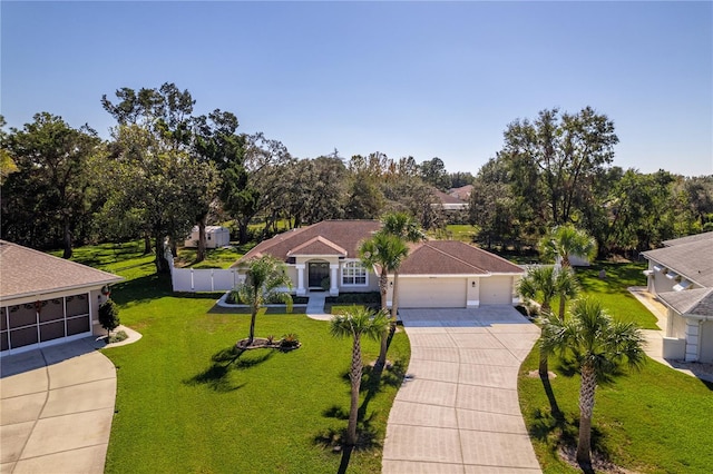 view of front of home with a front yard