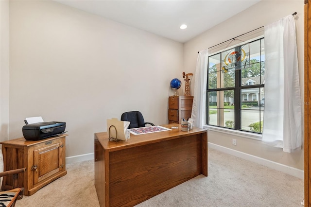 view of carpeted home office