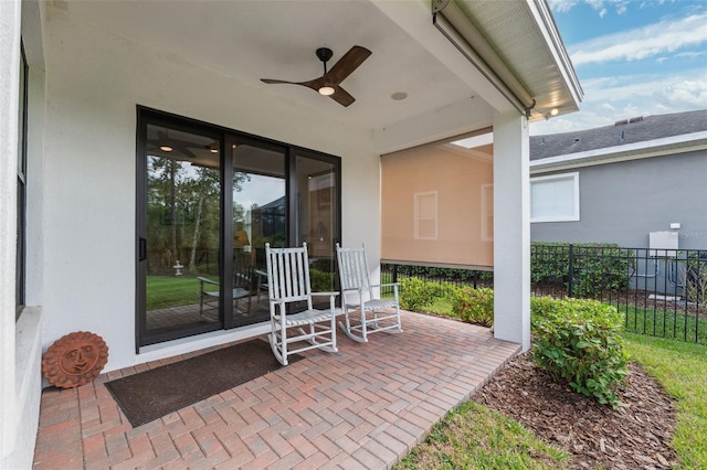 view of patio with ceiling fan