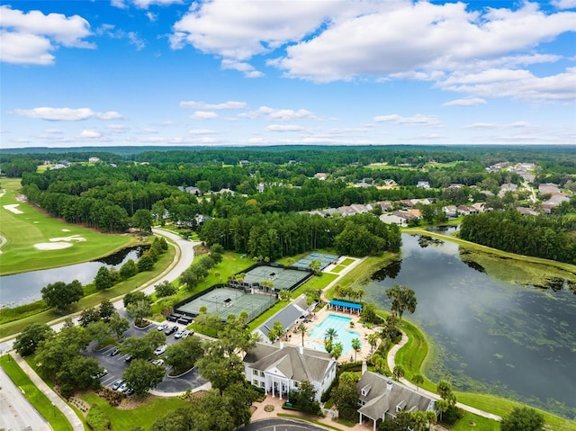 bird's eye view featuring a water view