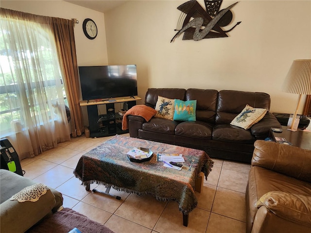 view of tiled living area