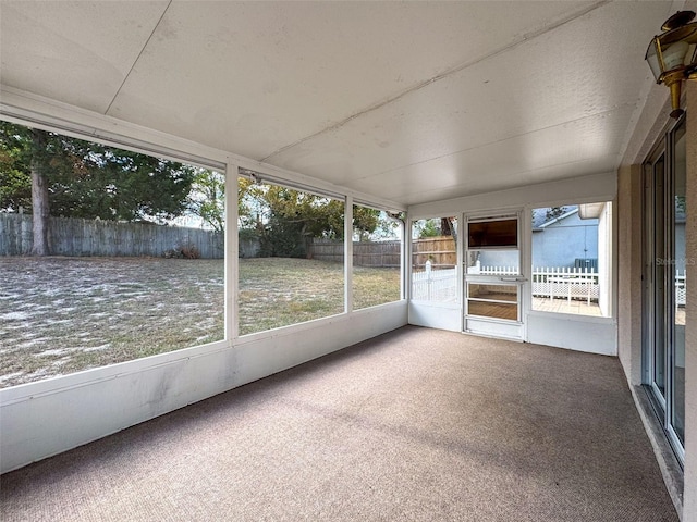 view of unfurnished sunroom