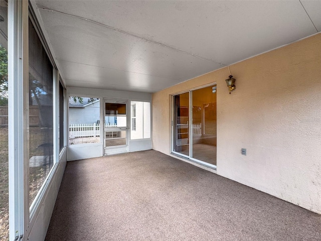 view of unfurnished sunroom