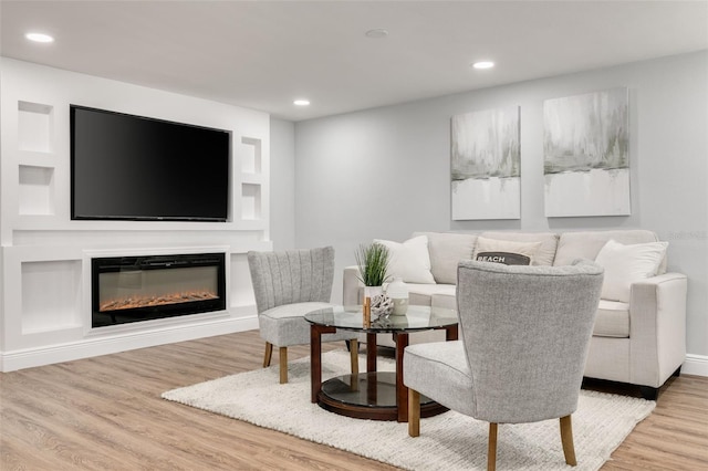 living room with wood-type flooring