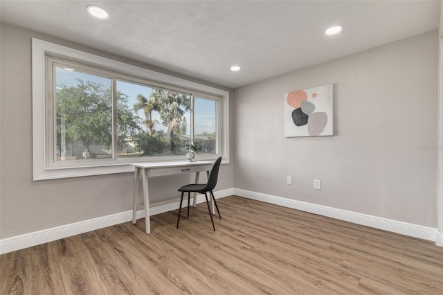 office featuring light hardwood / wood-style floors and a wealth of natural light