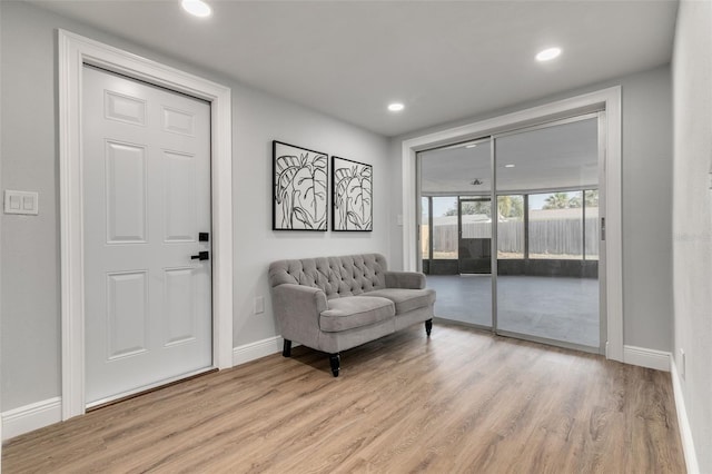 living area featuring light hardwood / wood-style floors