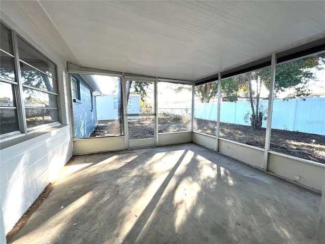 view of unfurnished sunroom