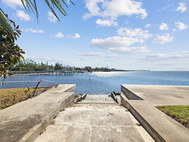 view of water feature featuring a dock