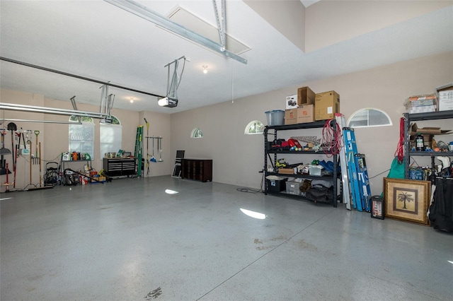 garage with a garage door opener