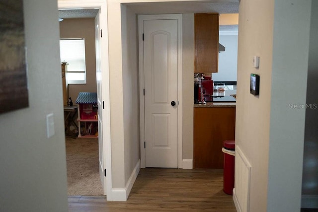 corridor featuring hardwood / wood-style flooring