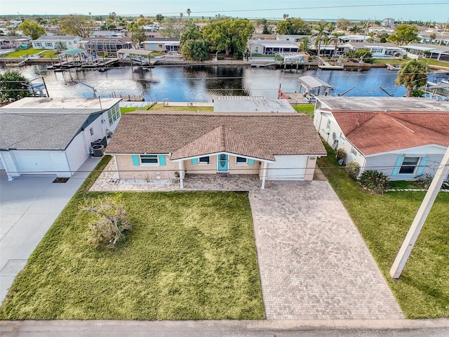 bird's eye view featuring a water view