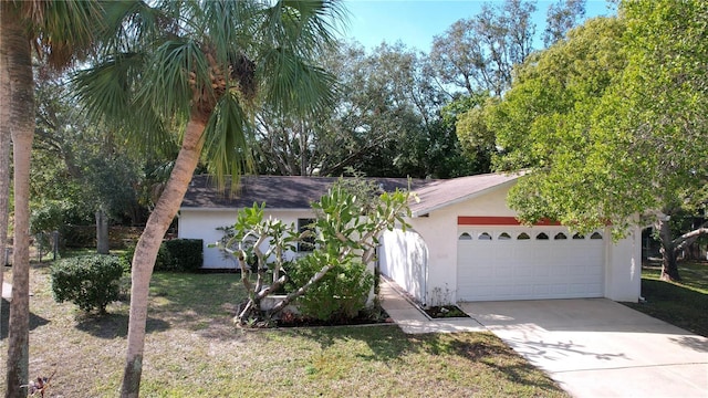 single story home with a garage