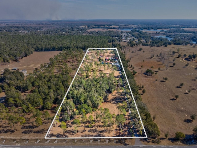 birds eye view of property with a rural view